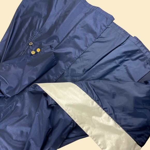 1980s British Mist poncho rain coat, size 6 dark blue vintage 80s rain jacket - Picture 5 of 10